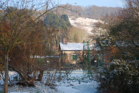 Jardin de Monet à Giverny sous la neige