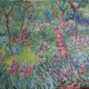 Copie du tableau de Claude Monet Le Jardin aux Iris, Giverny