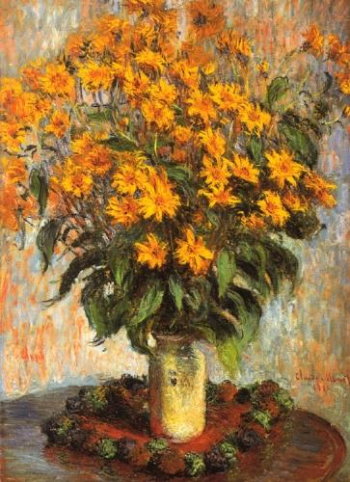 Fleurs de topinambours, Claude Monet 1880, huile sur toile 100 x 73 cm, National Gallery of Art, Washington, D.C. Etats-Unis.