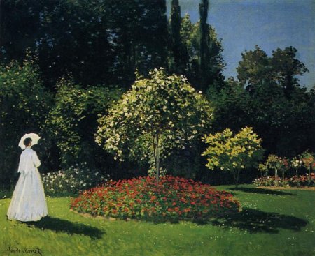 Claude Monet, Jeanne-Marguerite Lecadre au jardin ou Femme au jardin, 1866 ou 1867, Musée de l'Ermitage de Saint-Pétersbourg, huile sur toile, 80x99cm