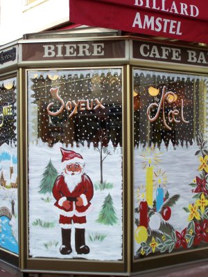 vitrine de Noël peinte à Vernon, Normandie