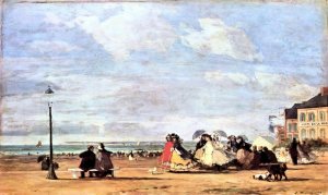 La plage de Trouville - Impératrice Eugénie - 1863 34,5 cm x 57 cm Collection Burrell Musée de Glasgow 