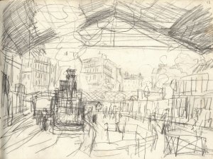 Croquis de la Gare Saint Lazare, Claude Monet