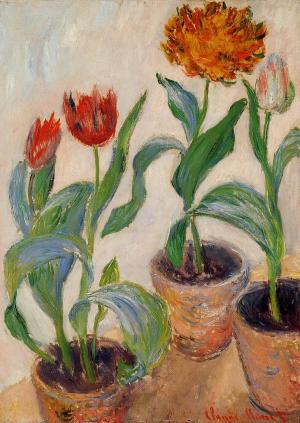 trois pots de tulipes, Claude Monet, 1885, collection particulière